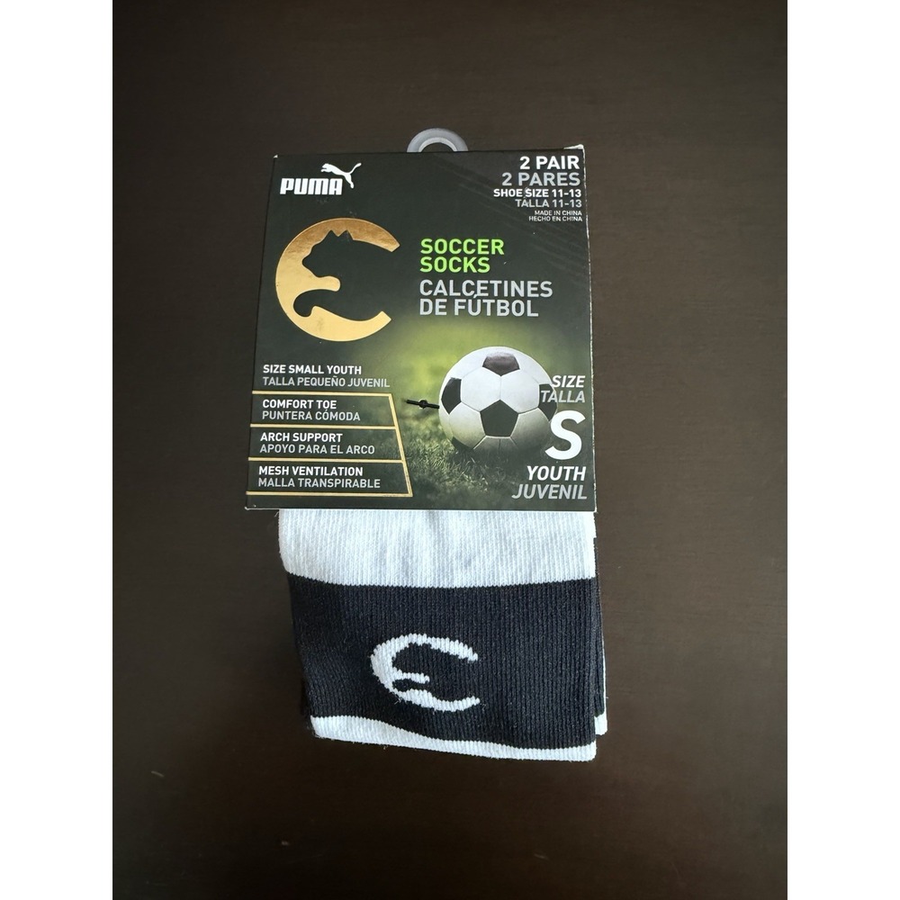 Puma Youth Performance Soccer Socks 2 Pairs 1 Black/ 1 White Sz: Small NWT